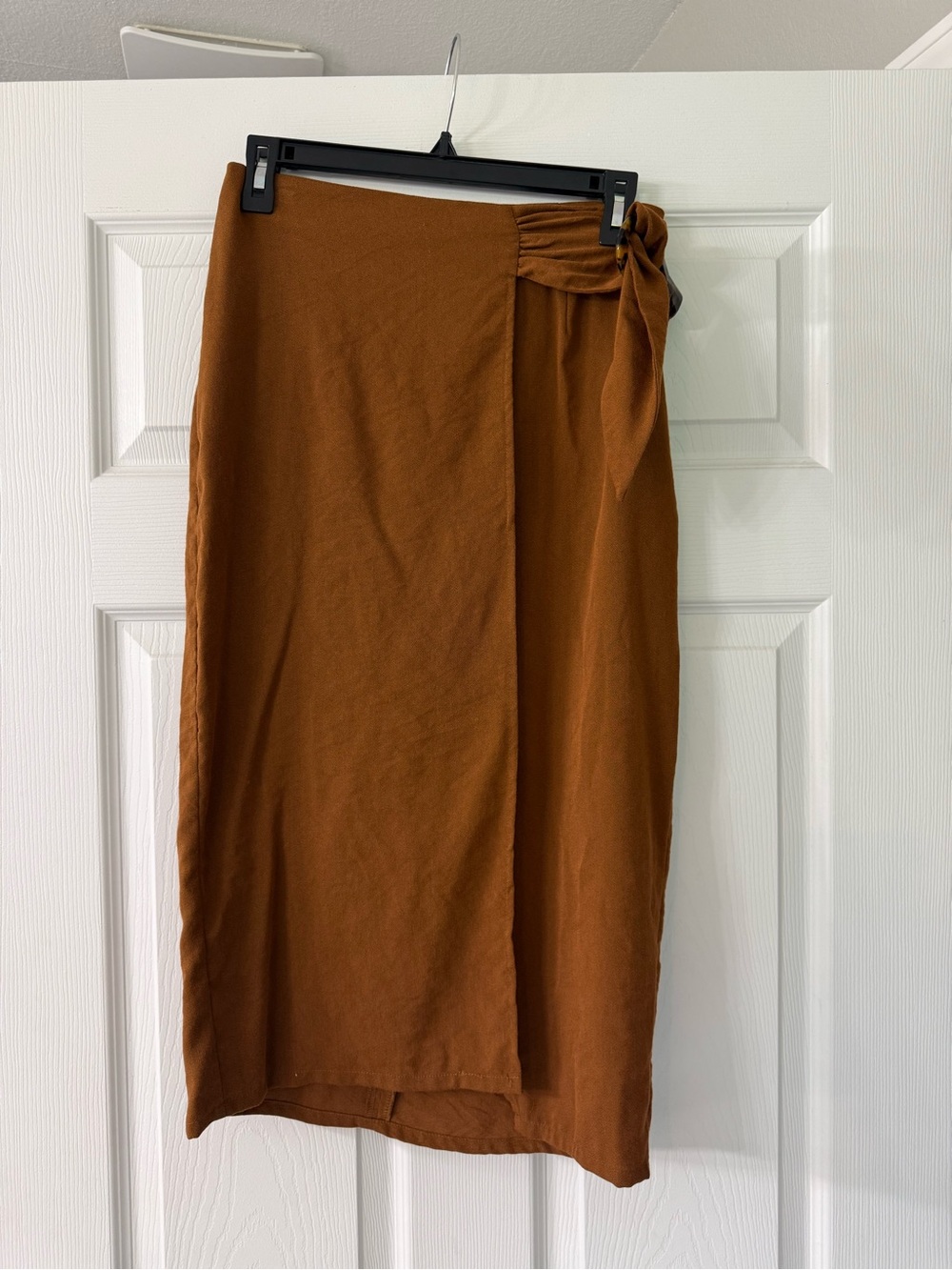 J.O.A. Rust Brown Wrap Midi Skirt with Side Tie